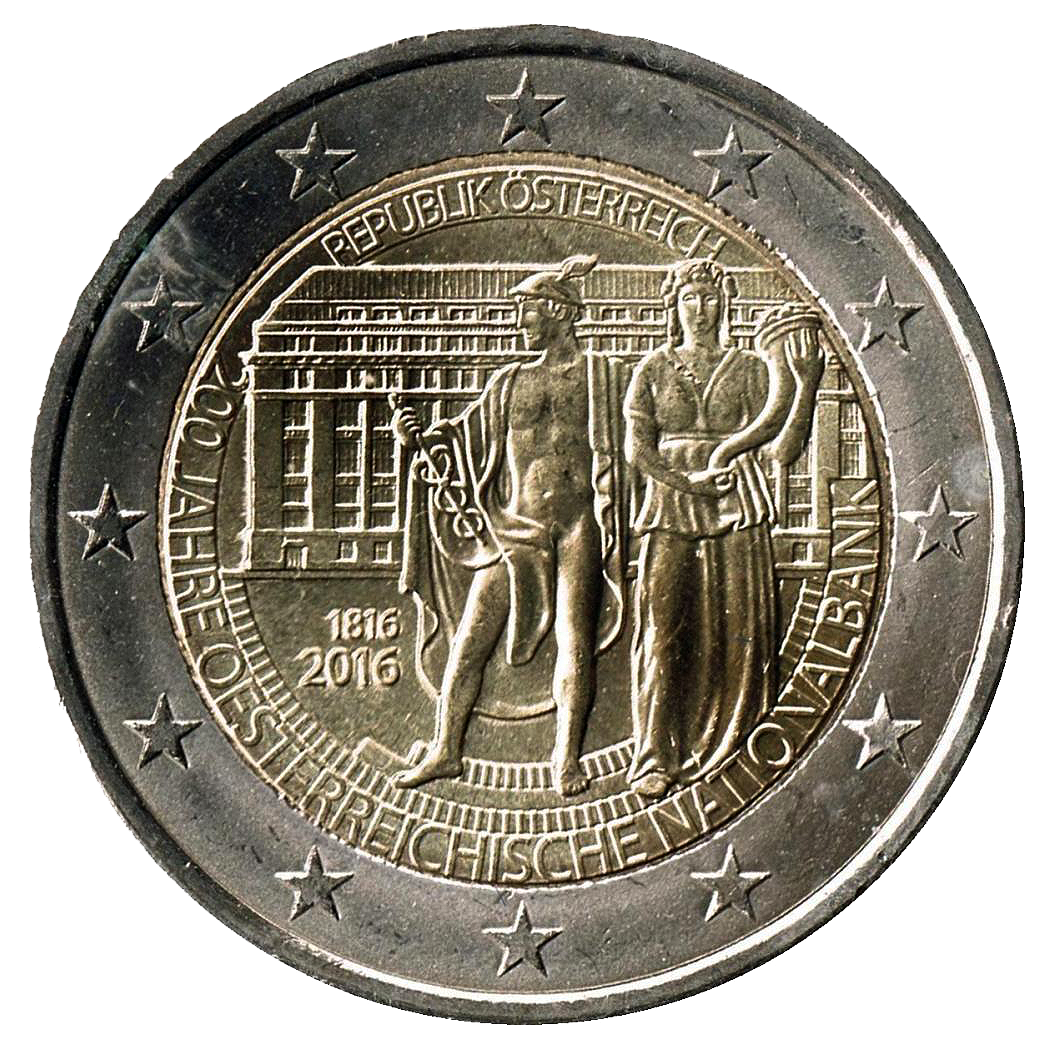 2 euros conmemorativa 200 Años del Banco Nacional de Austria